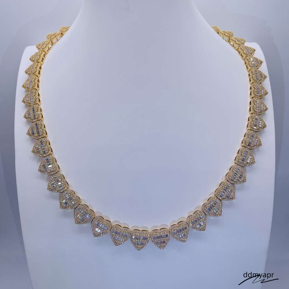 Sparkling ddmyday Heart Pendant Choker - Iced Out Style Layered Cuban Chain Necklace For Women ddmyday ddmyday ddmyday