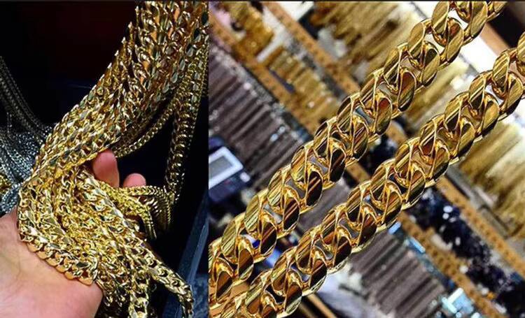 GZYS JEWELRY Wholesale High Quality New Design Dubai Pure Gold Plated Cuban Link Chain Necklace Women Men Gold Chain