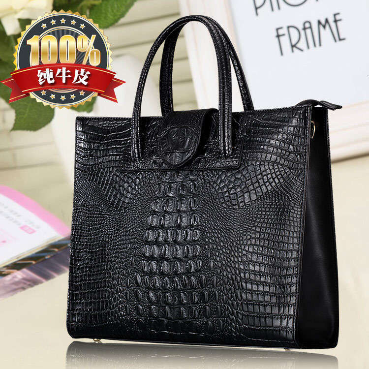 2025 New Commuter Crocodile Pattern Genuine Leather Women's Large Capacity Handbag Fashion Trend Ladies Shoulder Bag
