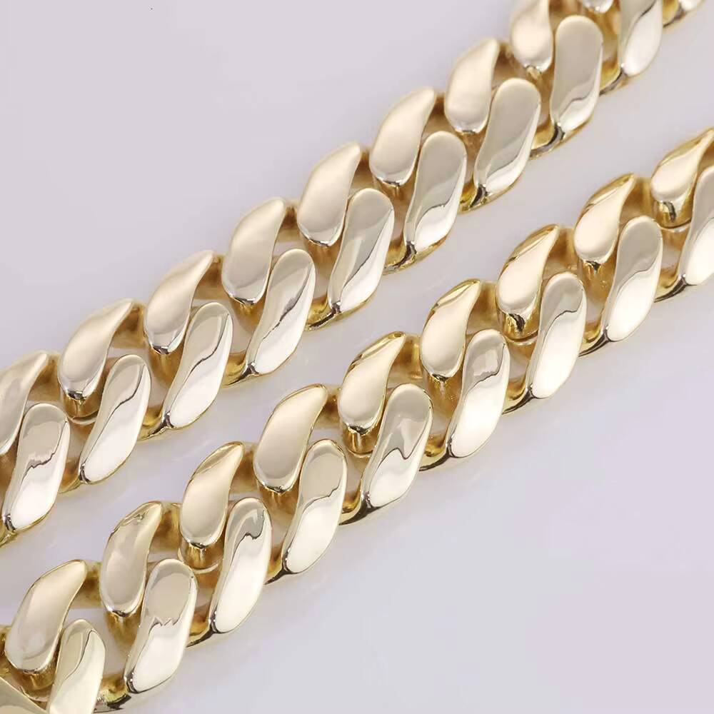 20mm 14K Gold Plated Cuban Link Chain Necklace Smooth Clasp Chunky Monaco Cuban Link Chain Hip Hop Jewelry for Men Women