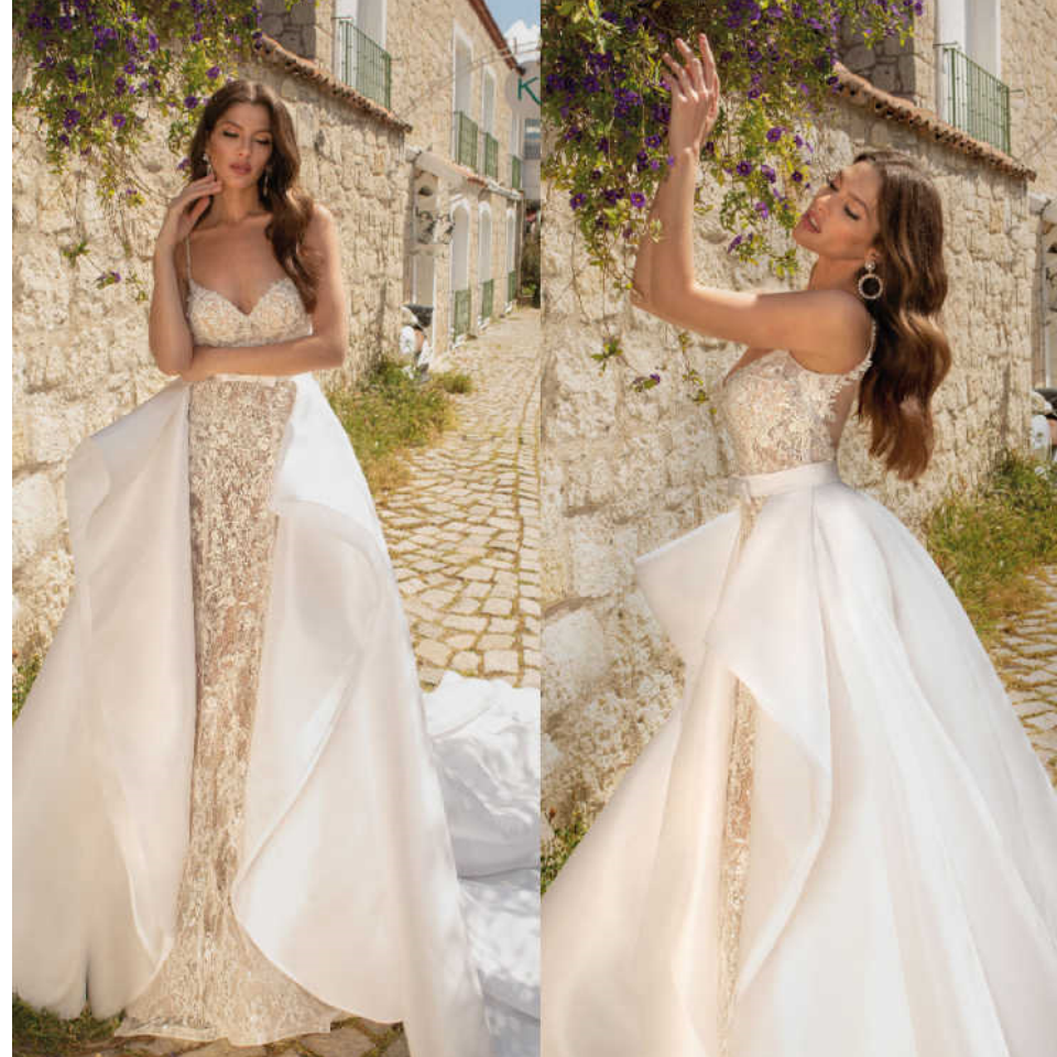 Romantic Wedding Dress Detachable Train Organza With Embroidery Bead Mermaid Bride Sleeveless Strapless Customized Vestido De Novia