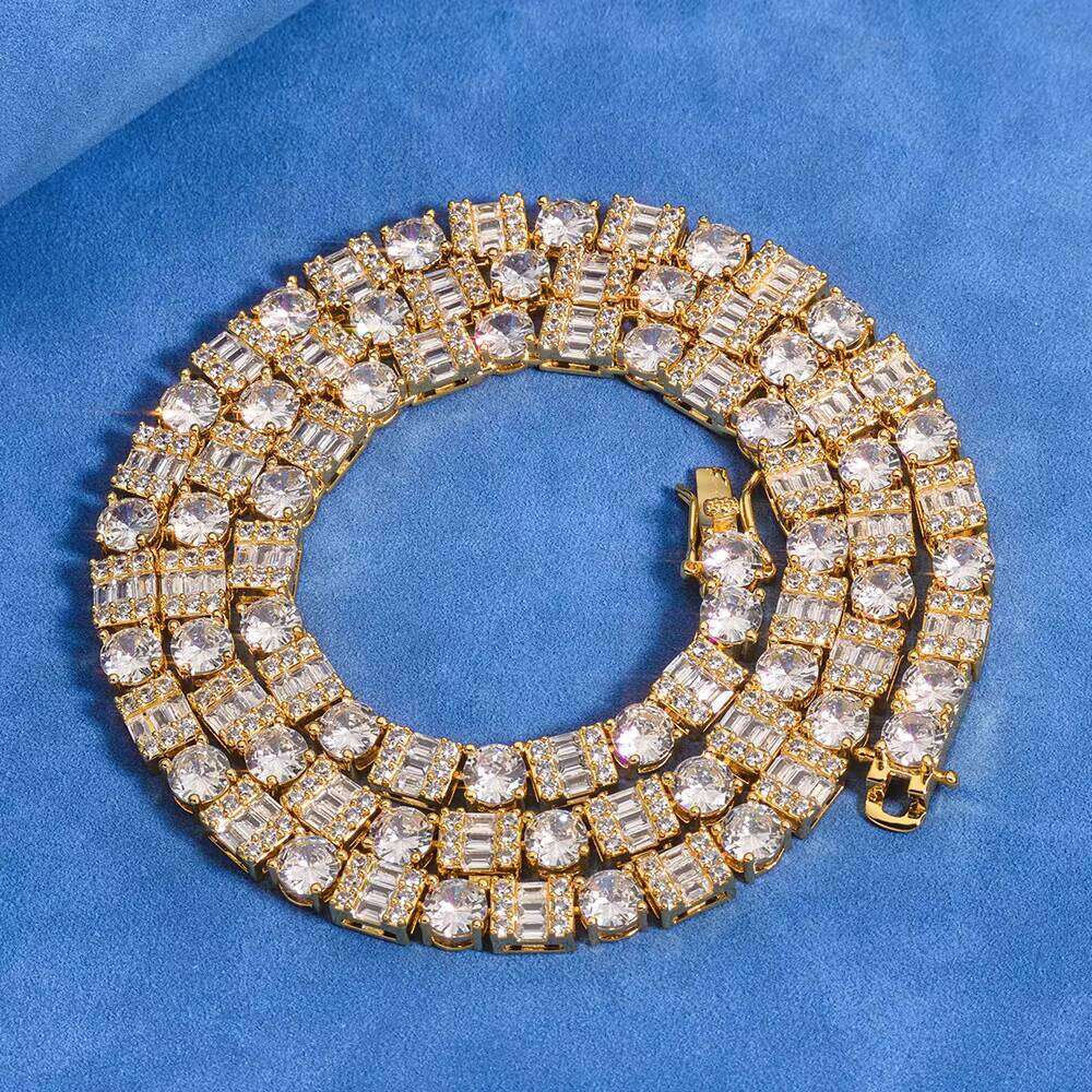 European American Cross-border Advanced Hip Hop Jewelry Men's 6.5mm Square Mixed Zircon Tennis Chain Fashion Chains Necklace