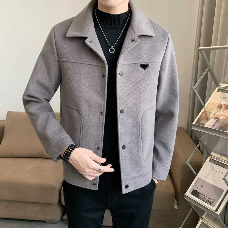 Men's Jackets Designer Woolen Coat for Men, Autumn and Winter Trendy Short Lapel Cardigan, High-end Jacket, Thickened V8OX