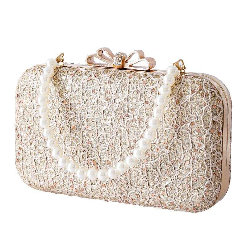 New Style Cheongsam With Bowknot Lace Sequins Evening Clutch Socialite Dress Bag Banquet Handbag