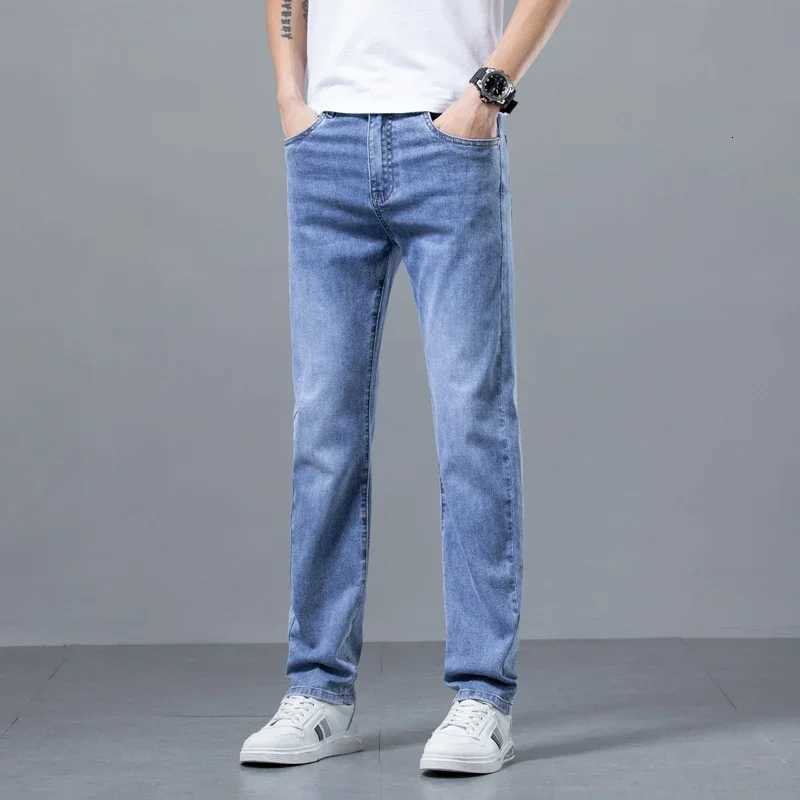 Mens New Business Straight Jeans Stretch Breathable Soft Spring Summer Casual Denim Trousers Korean Fashion Classic Male Pants W250905
