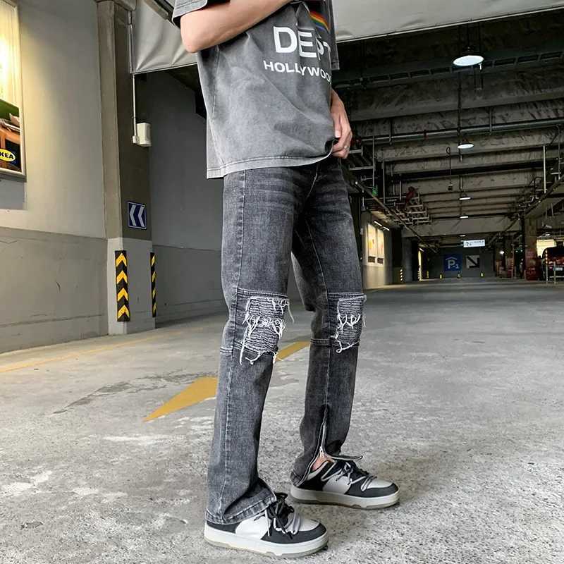 Four Seasons New Fashion Casual High Street Fashion Denim Long Pants for Men Retro Distressed New Style Wide Leg Jean Trousers W250905