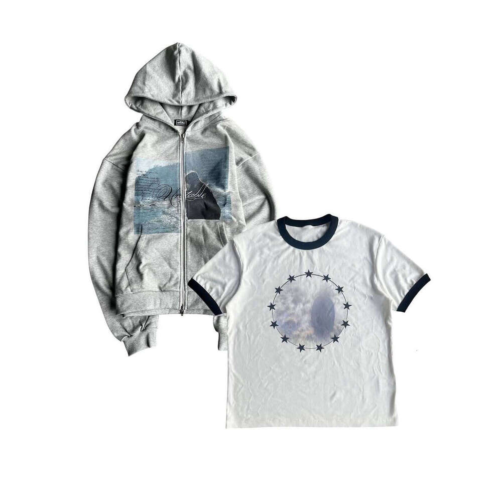 New Printed Zipper Hoodie Streetwear Loose Hip-Hop High Street Unisex