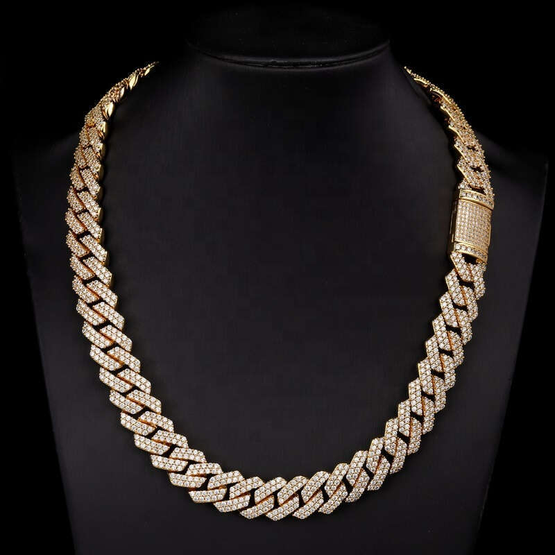 Wholesale VVS Moissanite Pass Dia Tester 2 Tone Miami Cuban Link Chain 12mm 14mm 18mm Hip Hop Necklace Bracelet Men Jewelry