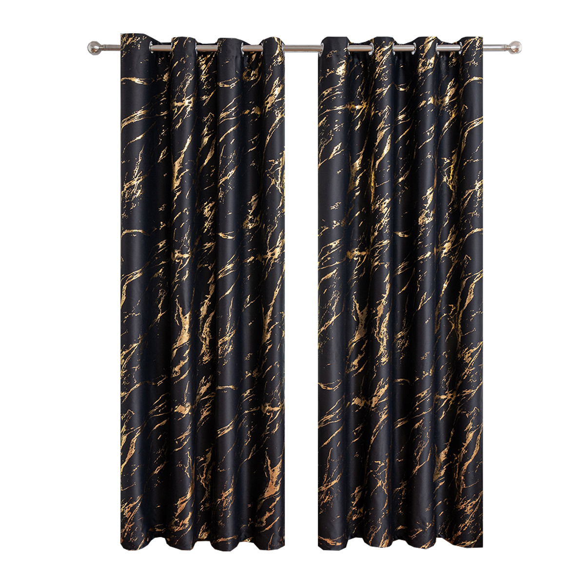 YL-37105 cross-border hot stamping and silver marble high-precision blackout curtain punching living room sunscreen finished curtain
