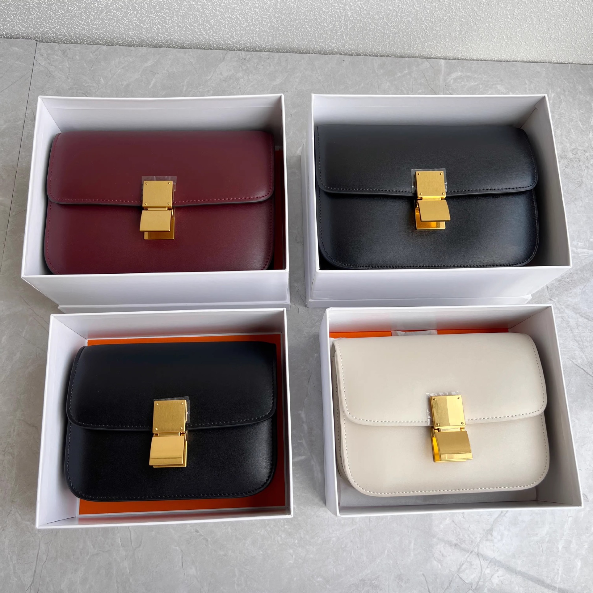 Genuine Leather Women's Box Tote Bag Small Square Bag Light Luxury Niche Women's High-end Shoulder Crossbody Bag be