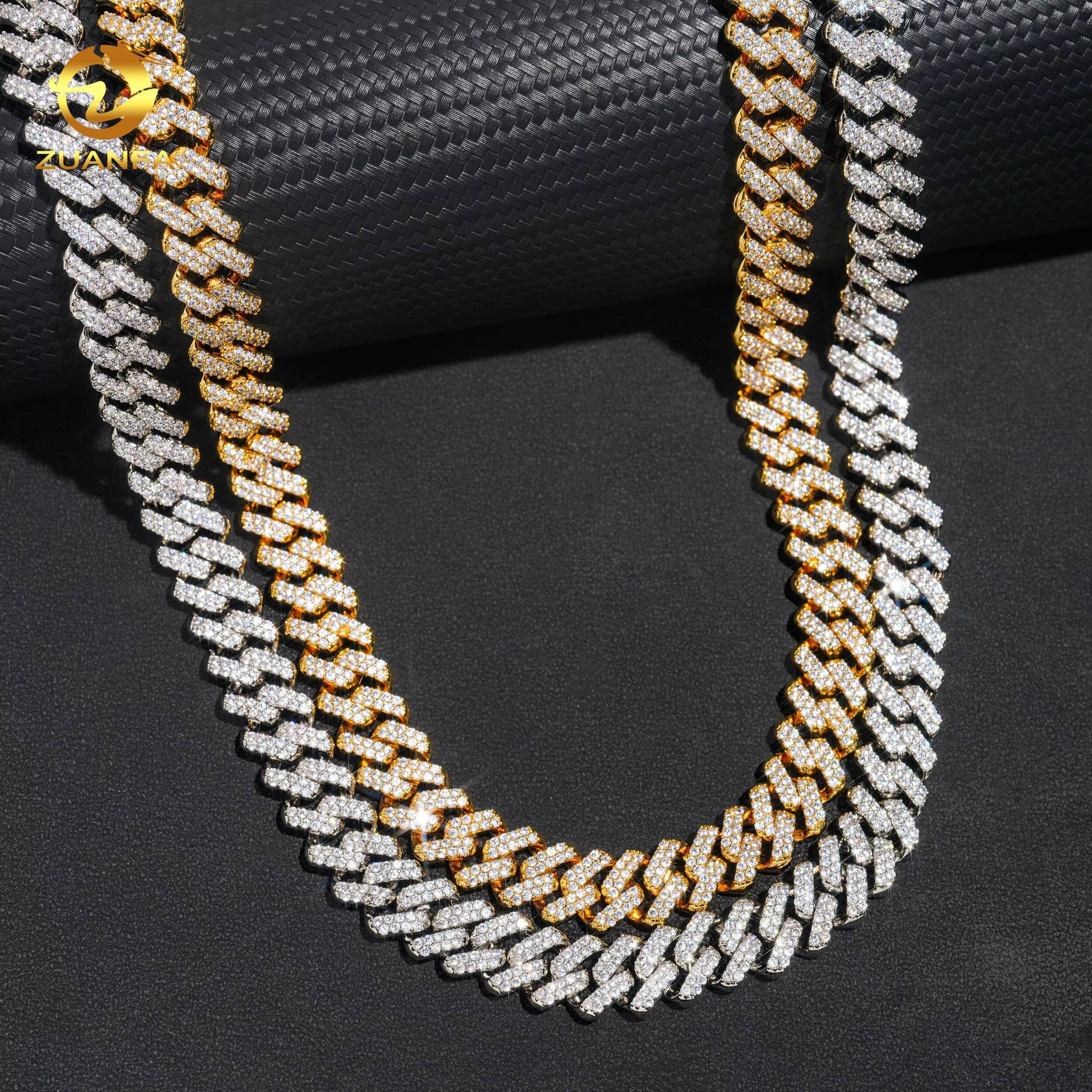 Hip Hop Jewelry Luxury Custom High Quality Brass Moissanite 5A Moissanite Initial Necklace Cuban Link Chain