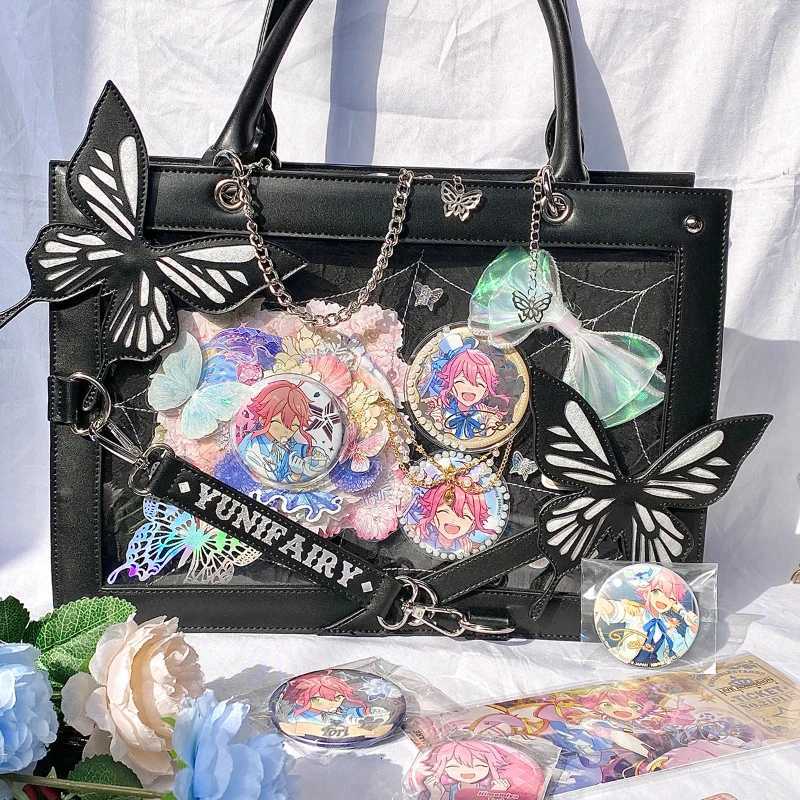 Y2K Labyrinth Butterfly Spider Web Letter Chain Handbags DIY Transparent Ita Bag Lolita Gothic Tote Vintage Fashion Shoulder Bag Z250903