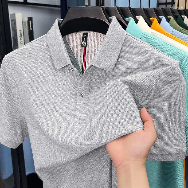 Men's T Shirts Summer Pure Cotton Polo Shirt Middle-aged Lapel Fashion Trend Breathable Business Casual Short-sleeved T-shirt For Men