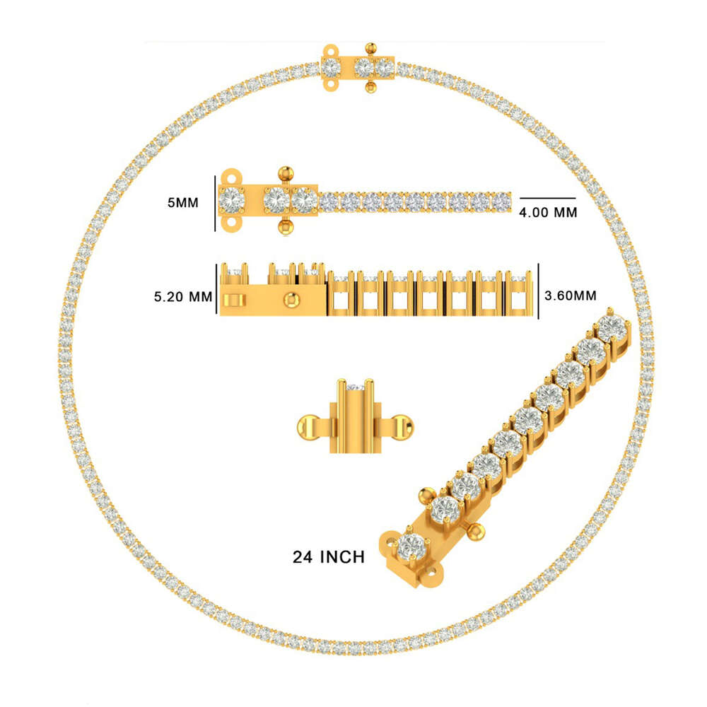 Wholesale VVS Moissanite Tennis Chain Necklace Sterling Sier Round Brilliant Cut Dias for Fine Jewelry