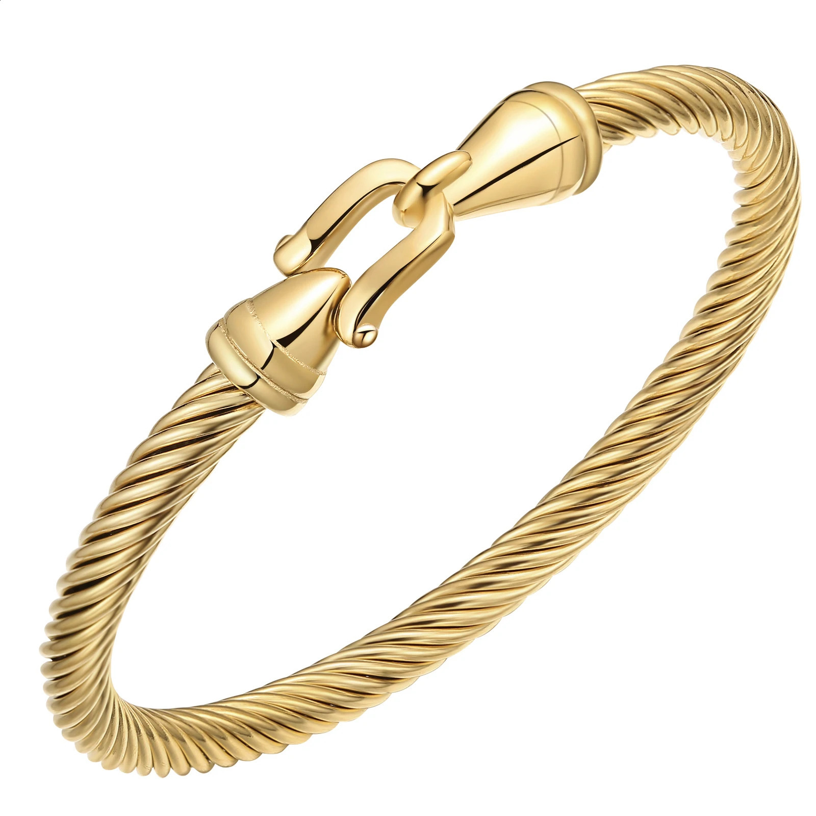 Stainless Steel Twisted Cable Wire Bracelets with Hook Clasp Stylish Roman Digital Bangle Bracelet for Women Girls 250905