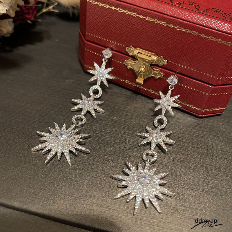 Suower Eight Star Sweet S Sier Needle Ultra Immortal Elegant Temperament Internet Red Tassel ddmyday Long Flower Earrings 250710 ddmyday ddmyday