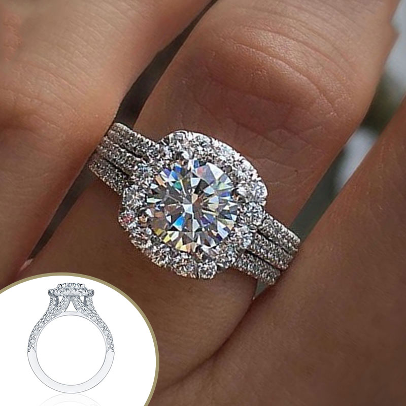 Luxurious 925 Silver Ring Packed with Radiant Cubic Zirconia Stones Ideal for Commemorating Milestones