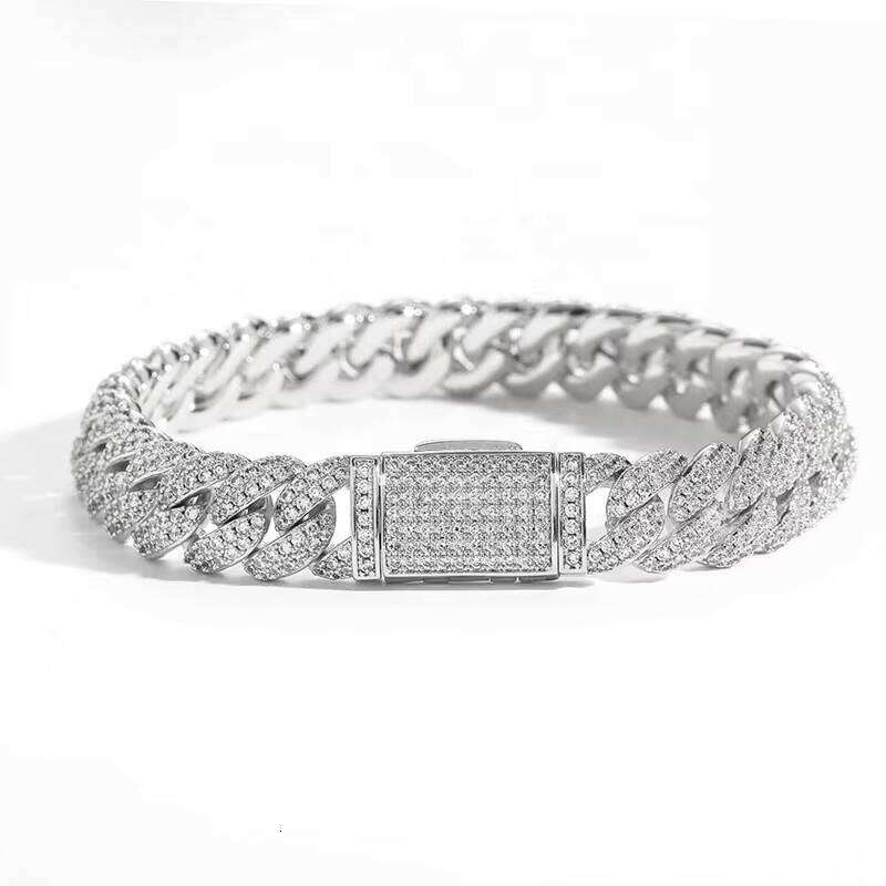 Pass Tester Sier Moissanite Dia Miami Iced Out Gold HipHop Necklace Mens Cuban Link Chain