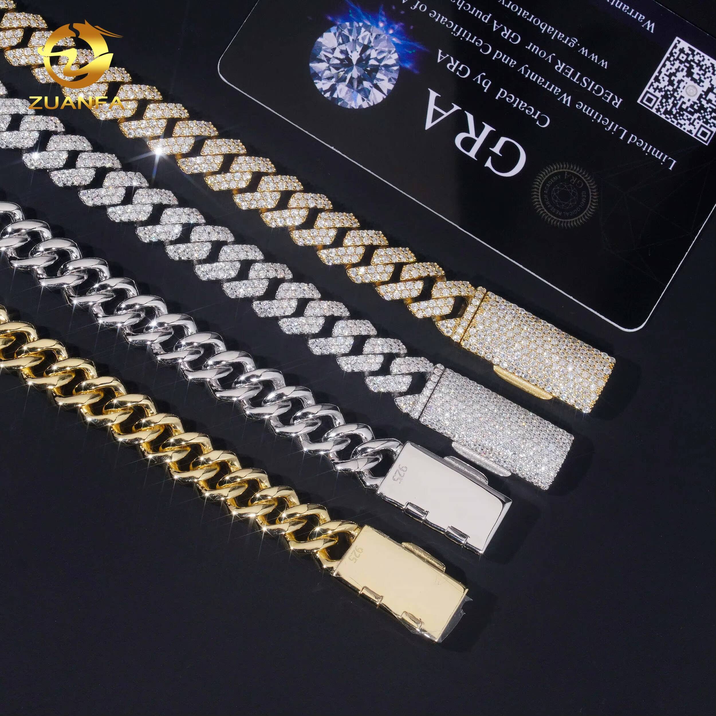 10mm 2Rows Sale Promotion Fine Jewelry Iced Out Diamond Cuban Link Chain Hip Hop Jewelry VVS Moissanite Men Necklace Bracelet