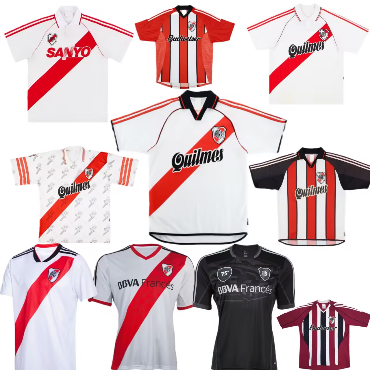 Retro classic River Plate Aimar football jersey 1986 87 1995 96 97 98 99 2000 01 02 03 2013 14 18 19 FALCAO ORTEGA GALLARDO CRESPO TREZEGUET soccer shirt