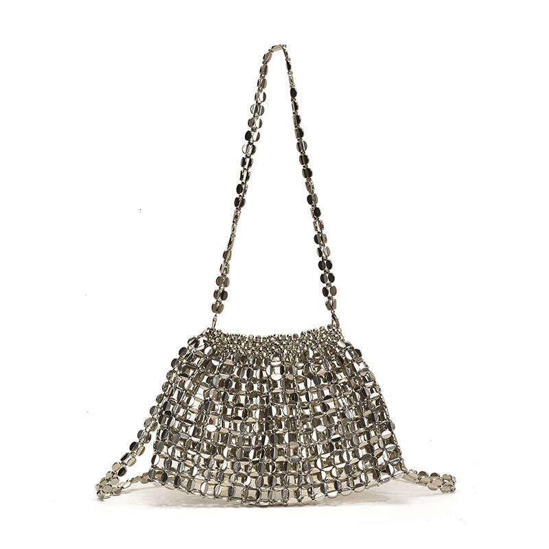 Korean Style Simple Underarm Handwoven Beaded Chain Handbag 2025 New Office Commuter Women's Bag