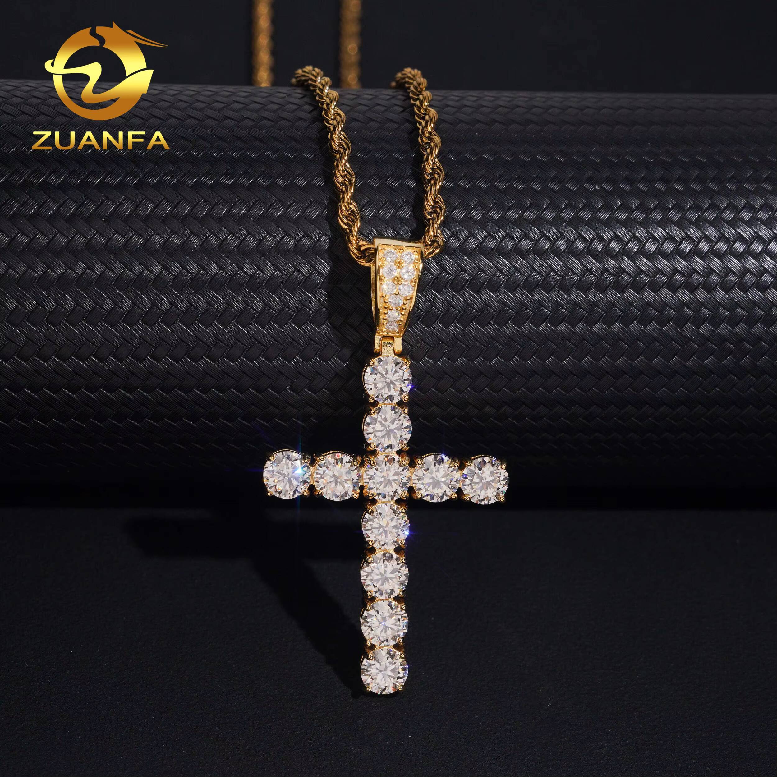 USA Ready Shipping Hip Hop Jewelry 60mm Cross Moissanite Pendant 925 Silver Iced Out Pendant Charm Cross