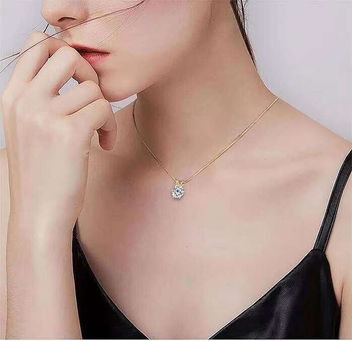 6.5mm or 8.0mm Circular Cut Moissanite Pendant Women's Necklace, Holiday Gift,