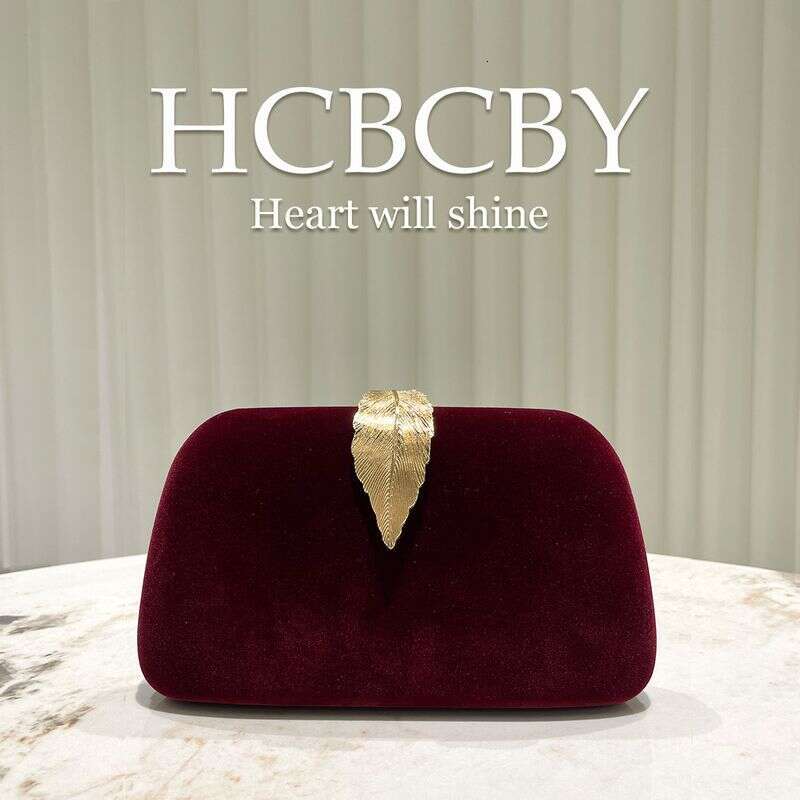 Bury Retro Veet Fabric Leaf Buckle Evening Ladies Fashion Temperament Clutch Celebrity Small Square Bag