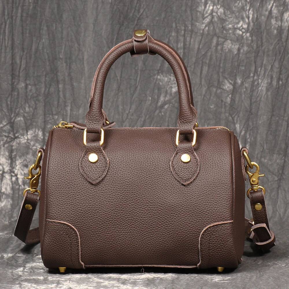 LUOKIR New Genuine Leather Women's Boston Casual Tote Fashionable Shoulder Crossbody High-End Elegant Pillow Bag