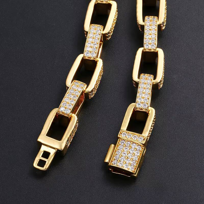 GZYS JEWELRY Wholesale High Quality Ice Jewelry 4mm 8mm Gold Square Box Cuban Link Chain Necklace