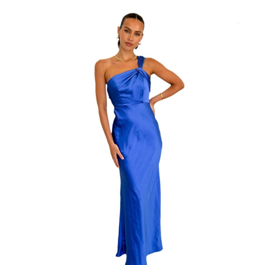 2025 Womens New Fashion Split Sexy Backless Solid Color Dress Strap Long Dress for Women
