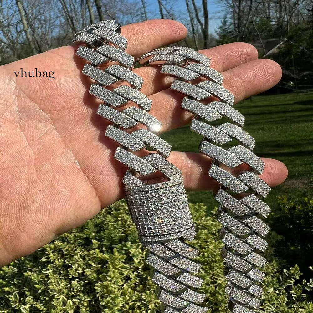 22MM Iced Out Moissanite Cuban Link Chain Fashionable Hip Hop Jewelry for Men and Women