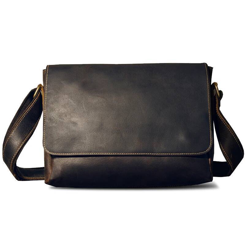 Vintage Genuine Laptop Briefcase Men's Cowhide Leather Office Document Cross body Daily Shoulder Messenger Bag high-quality