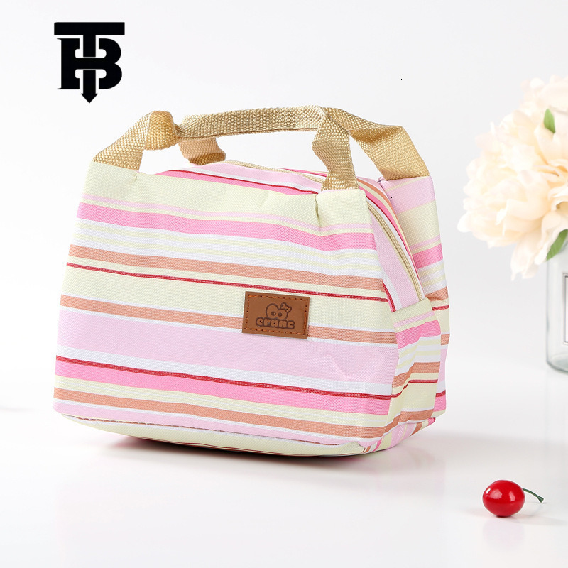 TB BHULAMTE Designer Luxury Bag Bag Factory Direct Cute Colorful Striped Square Ice Pack Korean Insulated Bag Lunch Box Bag Bento Bag With Lunch Bag