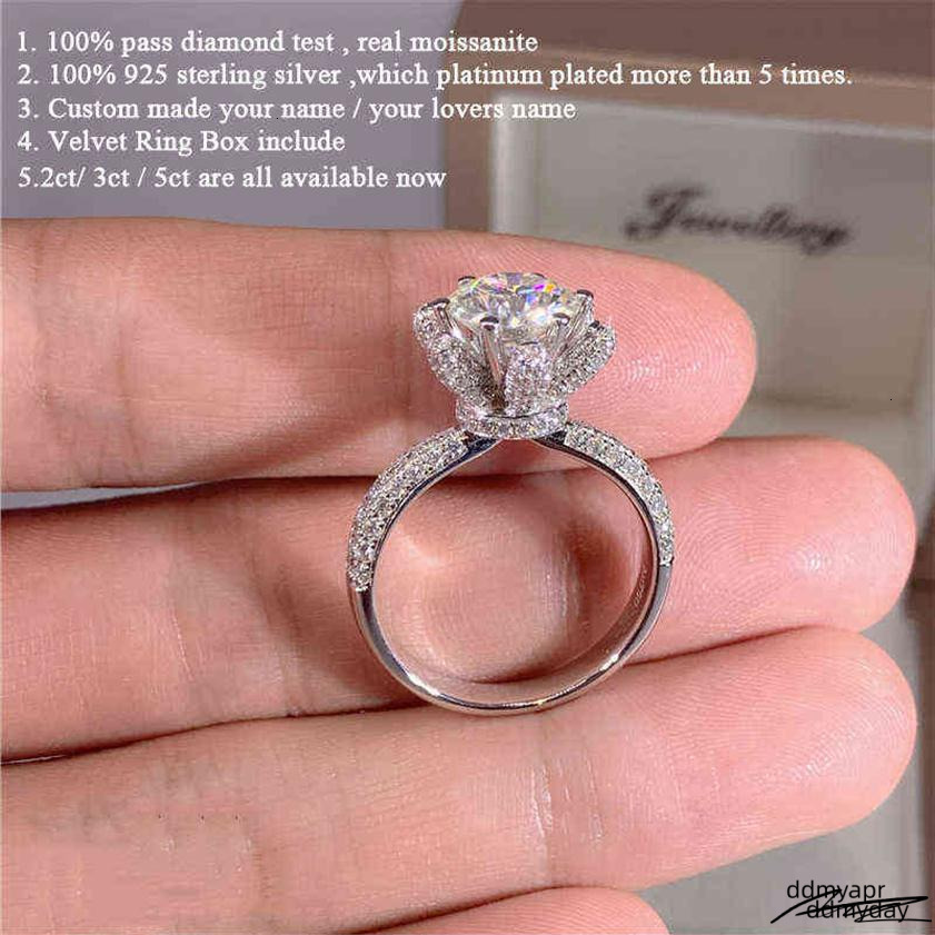 Custom Name Certified 5 Carat Dia Engagement Ring Women 14K White Gold Sterling Sier Bridal Moissanite Rings Wedding Band ddmyday ddmyday
