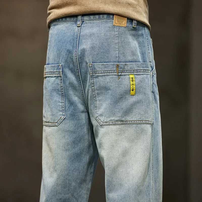 2024 Autumn New Solid Color Jeans Mens Four Seasons Loose Versatile Straight Pants Korean Style Trendy Workwear Long Pants W250905