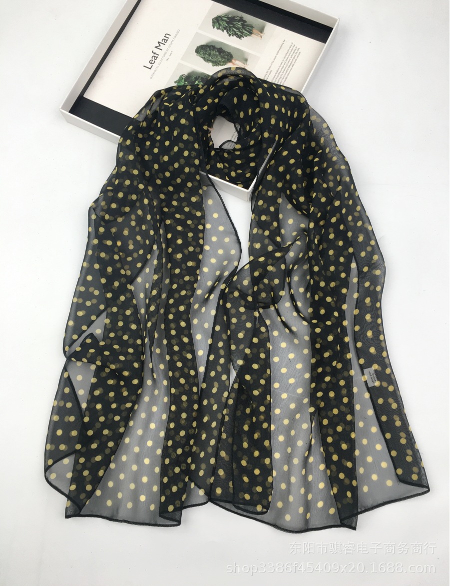 K1817 Korean imported georgette fabric spring and autumn women's printed silk scarf fashionable temperament niche tail
