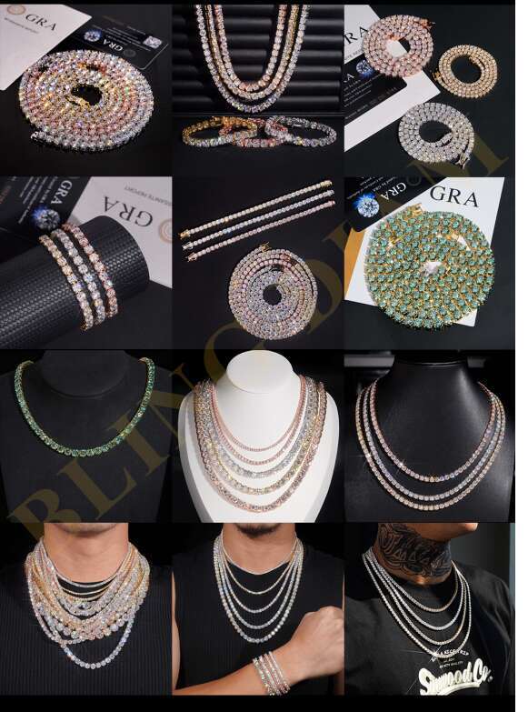 USA Stock Fast Shipping 6.5mm Dia Necklace Solid Sier Iced Out Moissanite Hip Hop Tennis Chain