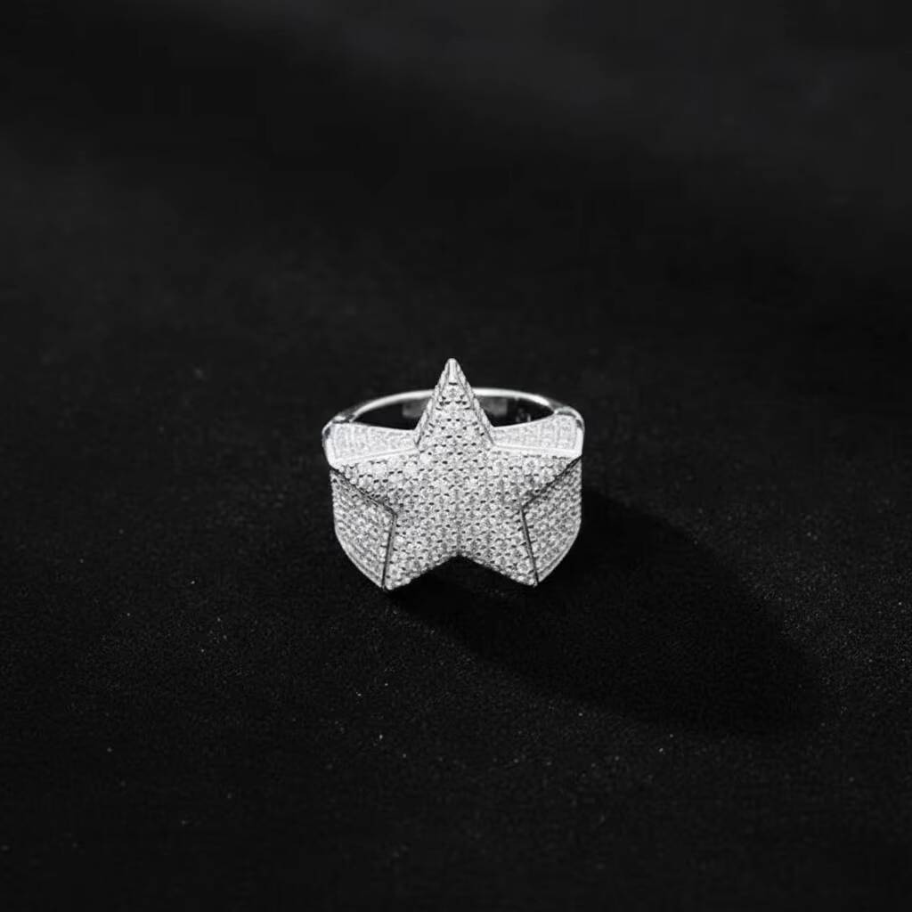 9K 10K 14K 18K Solid Gold Custom Fine Jewelry Hip Hop IGI Certified VVS DEF Color Lab Grown Diamond Cluster Star Ring for Men