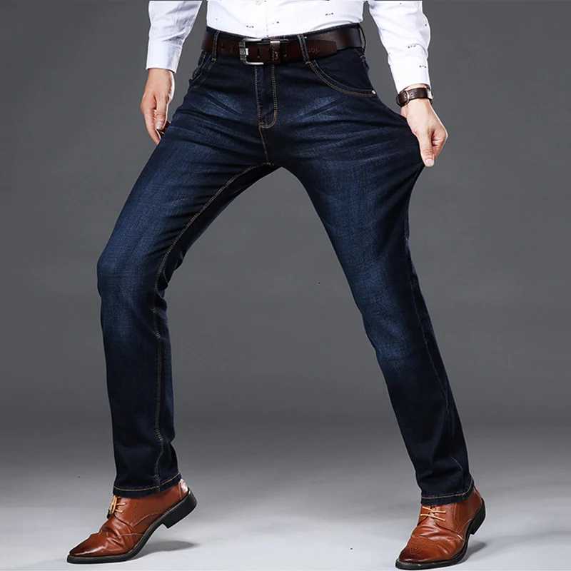 42 44 Spring and Autumn New Classic Mens Large Size Jeans Fashion Business Casual Stretch Slim Black Blue Mens Brand Pants W250905
