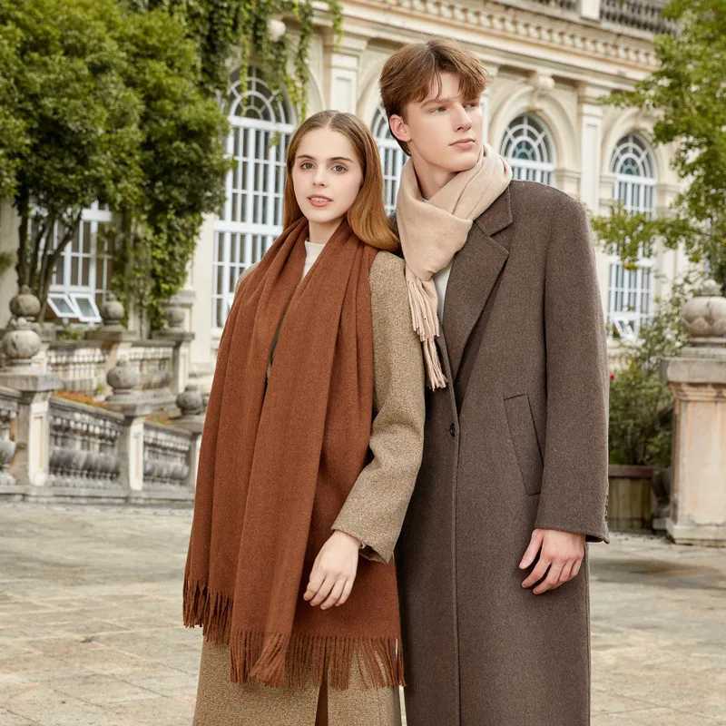 Classic Simple Solid Wool Blend Scarf Women Men Fall Winter High Quality Woolen Shl Thick Warm Tassel Muffler Female Male WrXJ250905