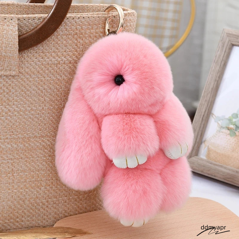 Fashion Pendant Bag Car Charm Tag Cute Mini Rabbit ddmydec Toy Doll Real Fur Monster Keychains 100 Genuine Rex Keychai 240829 ddmydec ddmydec ddmydec 