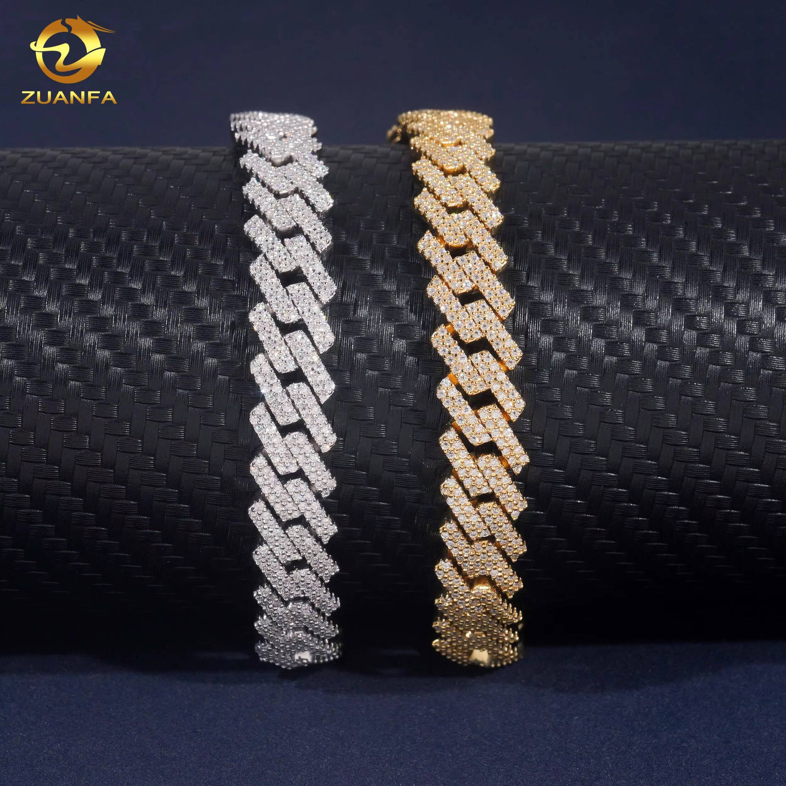 10mm 2 Rows Fashion Chain Necklace Iced Out Diamond Custom Hip Hop Cuban Link Chain Jewelry VVS Moissanite Necklace Bracelet