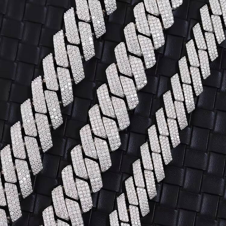 Yu Ying Heavy Weight 925 Silver 3 Rows 15MM 20MM Pass Diamond Tester Moissanite Link Cuban Chain for Men Necklace