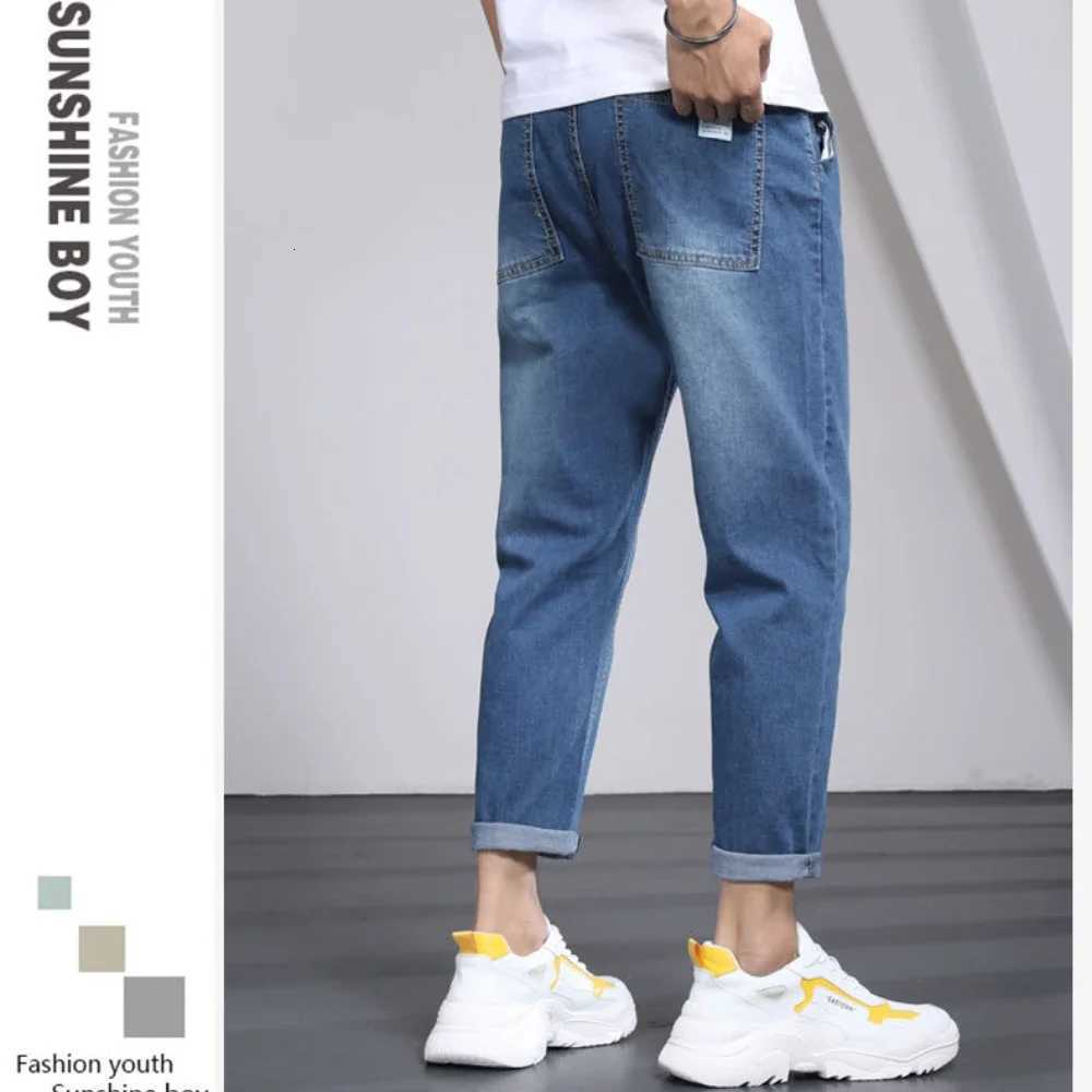 2024 New Mens Stretch Ankle Length Jeans Fashion Casual Cotton Slim Fit Denim Pants Korean Trousers Male Brand Cloth W250905