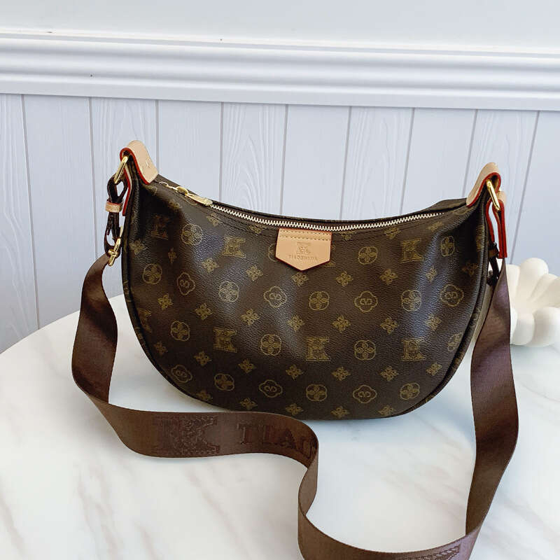 Luxury Bags Designer Small Shell Bags with Wide Strap Crescent for Women 2025 New Printed Dumpling Versatile Shoulder Crossbody Bag