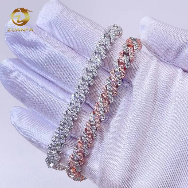 GRA 8MM Double Row Iced Out Men Women Fashion Stylish VVS Diamond Moissanite Cuban Chain