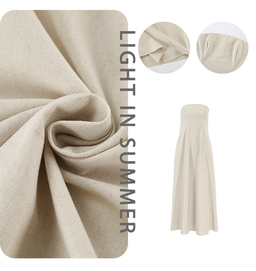 XR112 New Slim Fit Temperament Strapless Solid Color Long Dress for Women