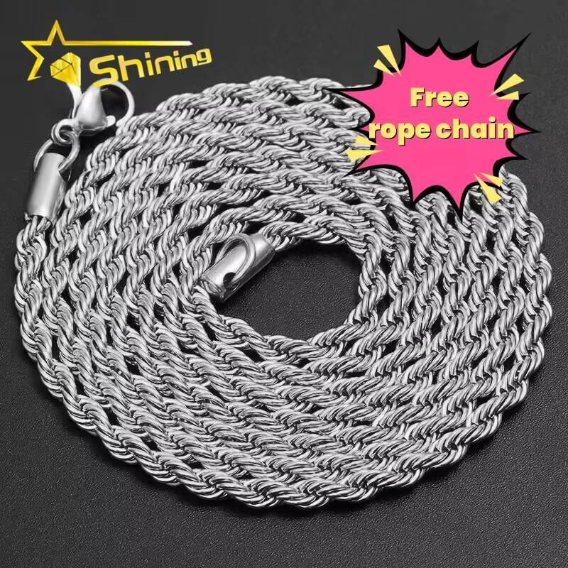 48H Fast Shipping Free Rope Chain Pass Diamond Tester Hip Hop Jewelry 925 Sterling Silver VVS Moissanite Diamond Cross Pendant