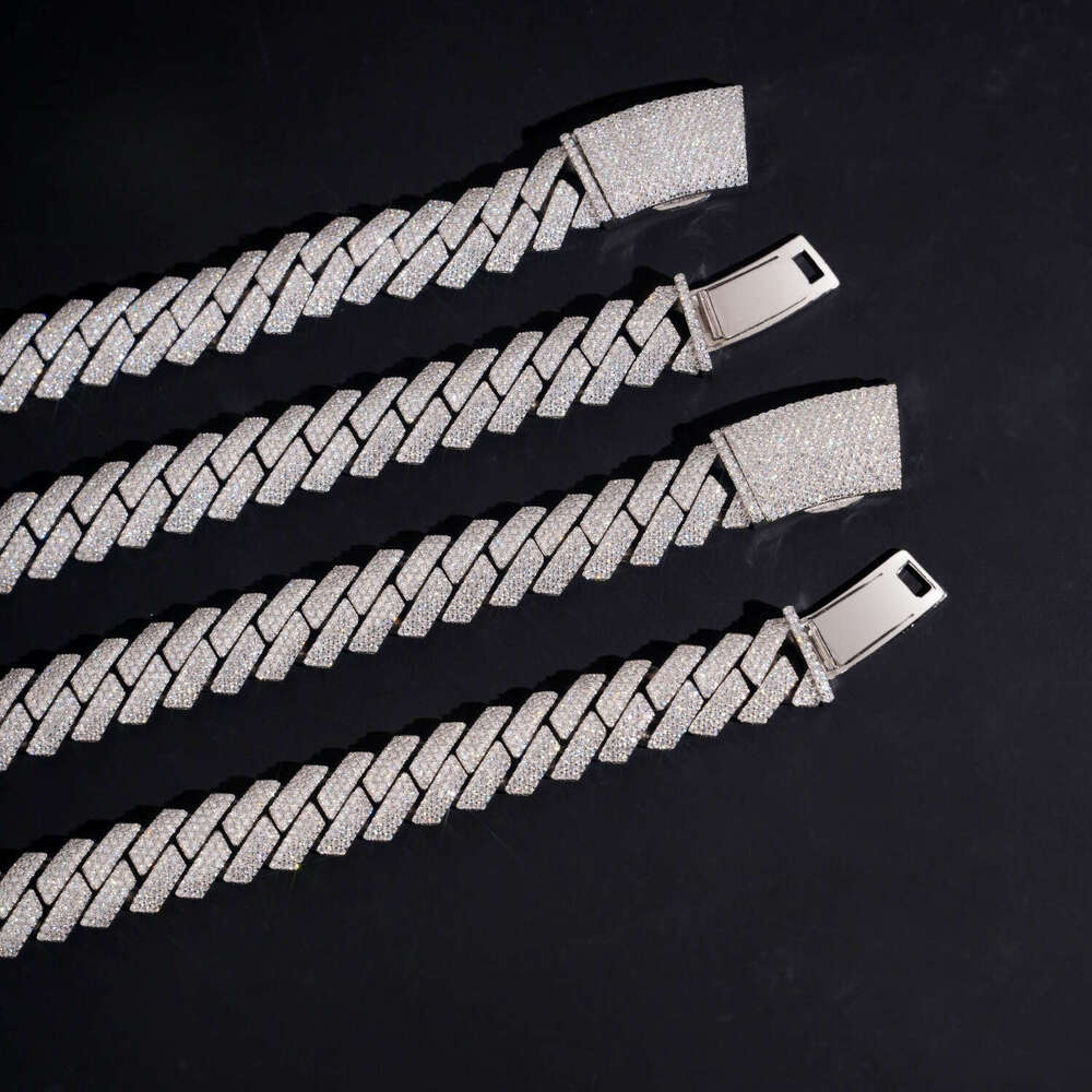 15mm Hip-Hop Rap Singer Necklace Through Diamond Testing Instrument VVS Jade Stone Cuban Chain Men's Style